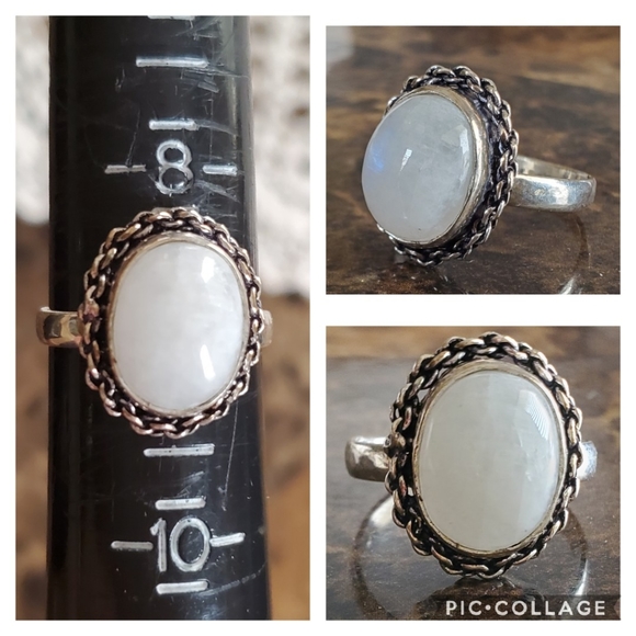 Genuine Rainbow Moonstone Ring Size 9 - Picture 8 of 8